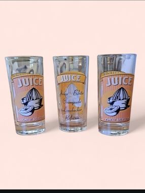 Vintage Juice Glasses with Orange Label - Set of 3